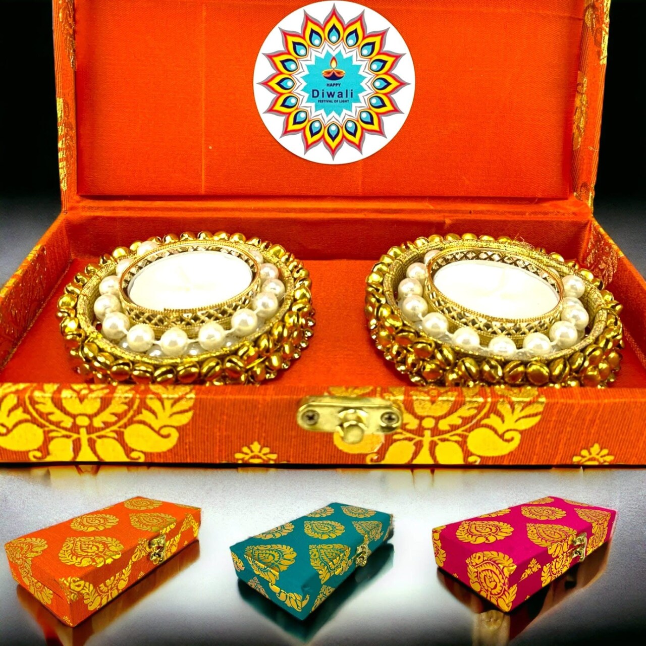 Personalized Candle Holder Diwali Gifts Boxes Indian Festival Handmade Home Decoration Housewarming Mandir Pujan Pooja Return Gifts Items Office Decor Gift Hamper Basket - Corporate Gift